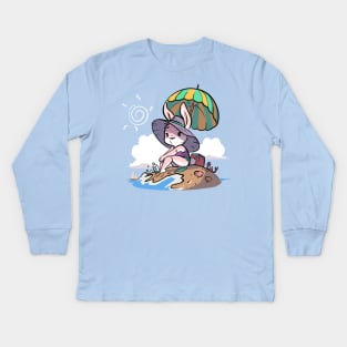 Bunny at the Beach Kids Long Sleeve T-Shirt